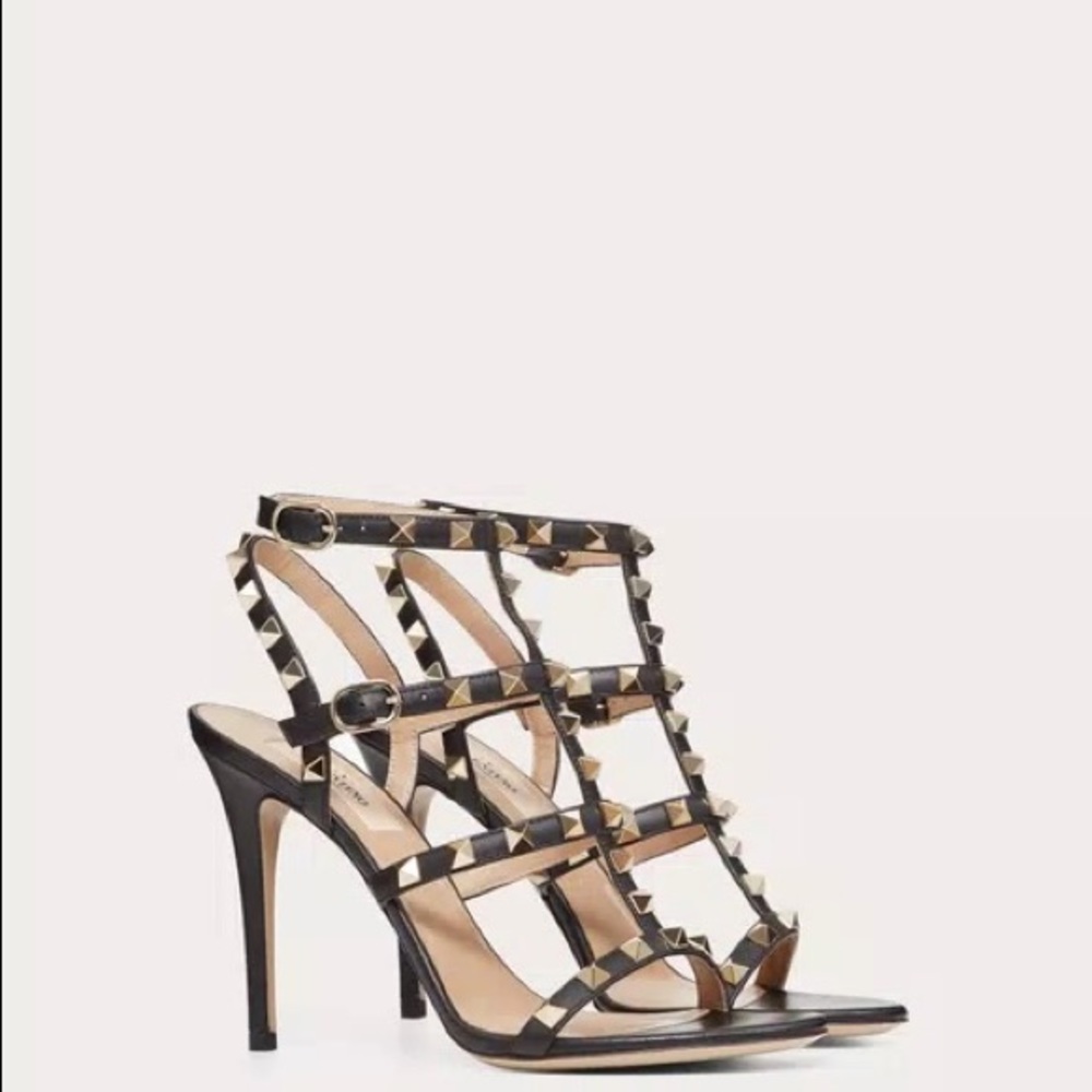 Valentino Rockstud Patent leather ankle strap pumps 100 MM